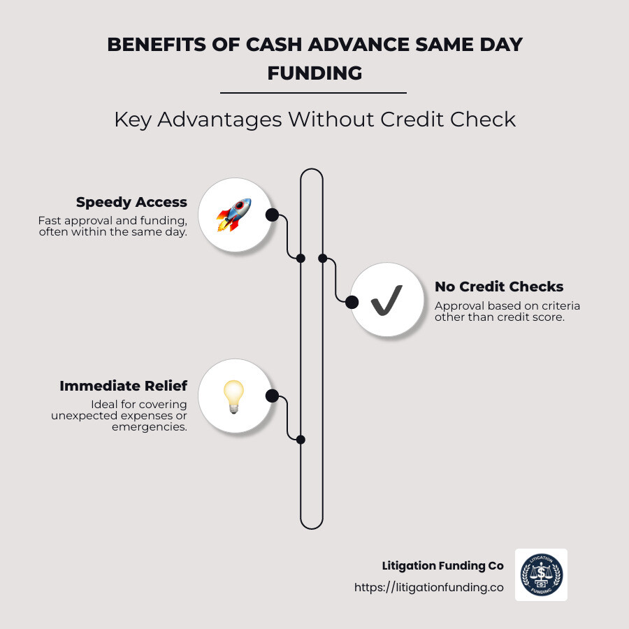 infographic showing benefits of cash advance same day funding no credit check - cash advance same day funding no credit check infographic infographic-line-3-steps-neat_beige