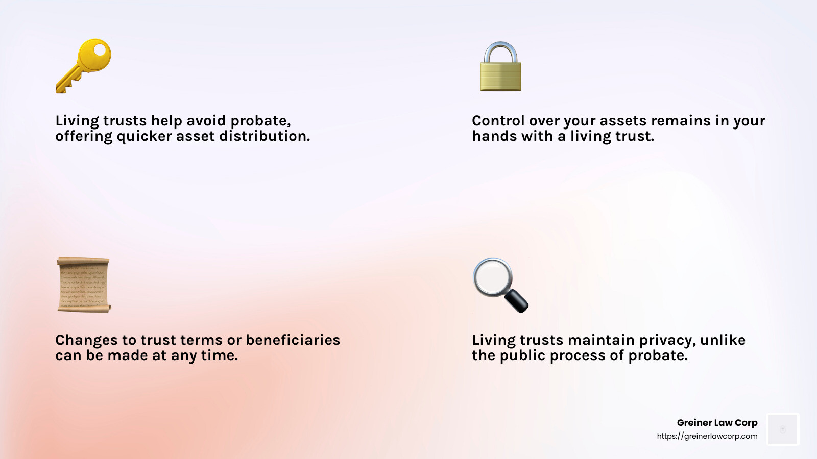 Living Trust Benefits - victorville probate attorney infographic 4_facts_emoji_light-gradient