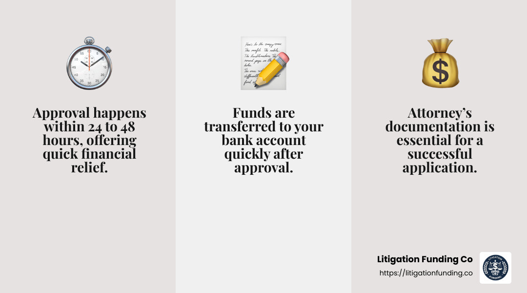 Quick approval process for pre-settlement funding - pre settlement money infographic 3_facts_emoji_grey