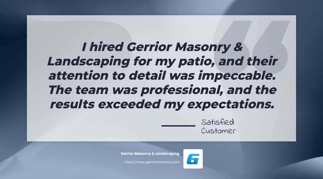 Customer testimonial - patio installers near me infographic simple-quote-landscape-gray