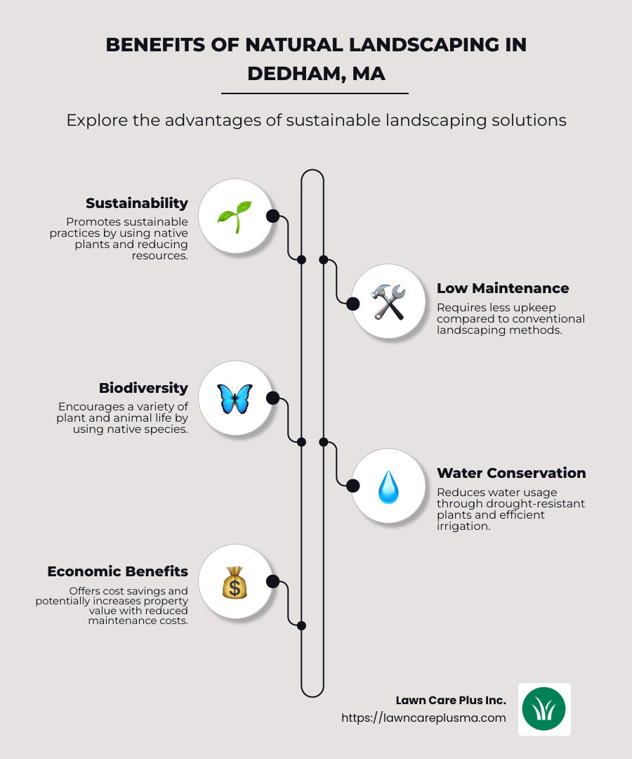 Infographic on Benefits of Natural Landscaping in Dedham MA - natural landscape dedham ma infographic infographic-line-5-steps-neat_beige