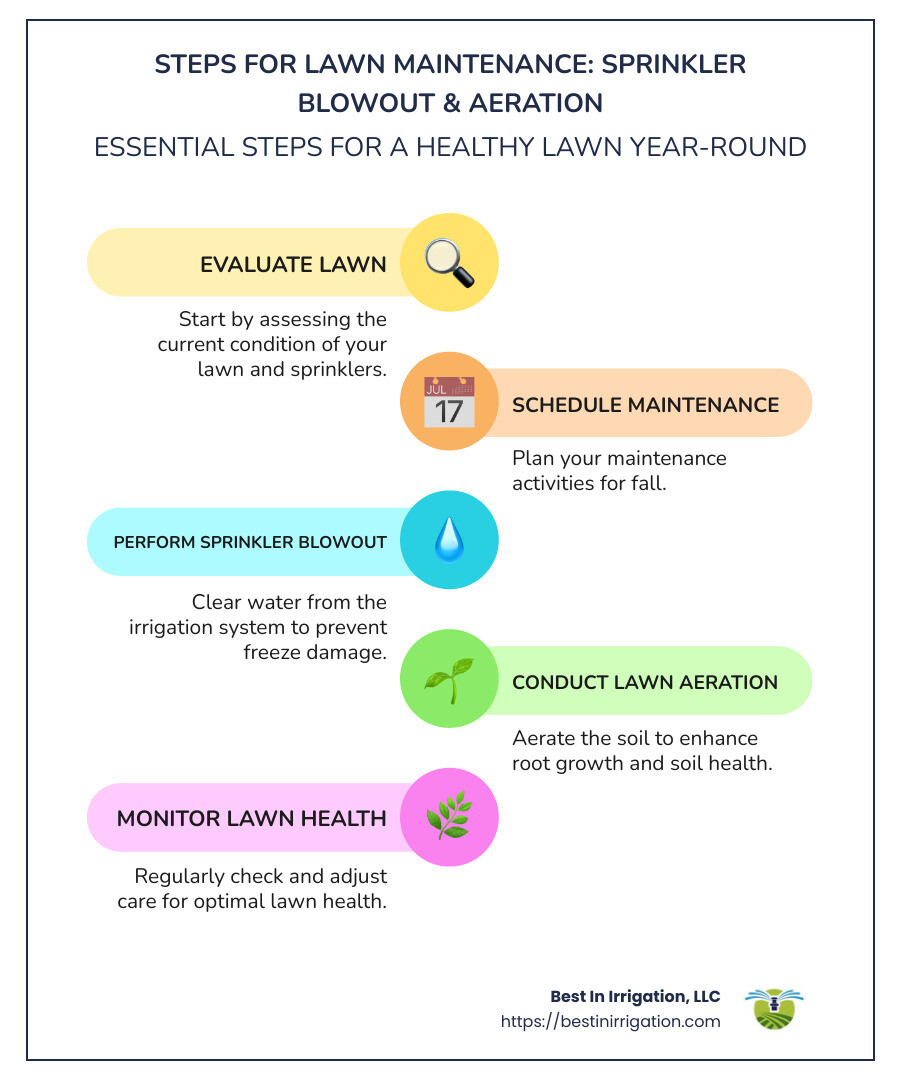 0da327e919f8217bd52d8d9bc34af637a504a54c Maximize Your Lawn's Health with Sprinkler Blowout and Aeration Services Sprinkler Blowout and Aeration Benefits Infographic - sprinkler blowout and aeration infographic infographic-line-5-steps-colors