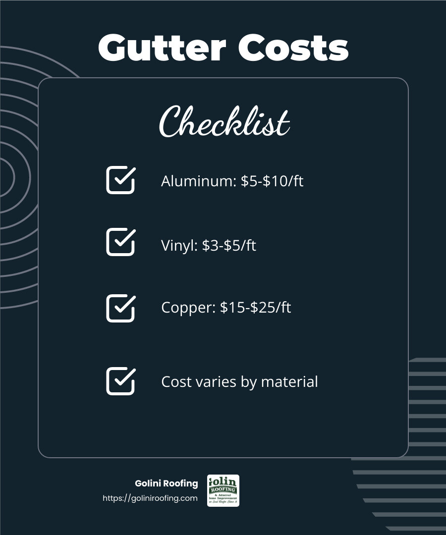 Gutter cost comparison - gutter company infographic checklist-dark-blue