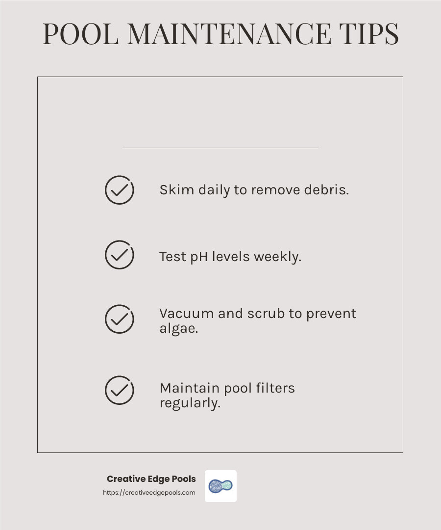 Regular maintenance ensures your pool stays clean and safe for swimming. - installation of pools infographic checklist-light-beige Regular maintenance ensures your pool stays clean and safe for swimming. - installation of pools infographic checklist-light-beige