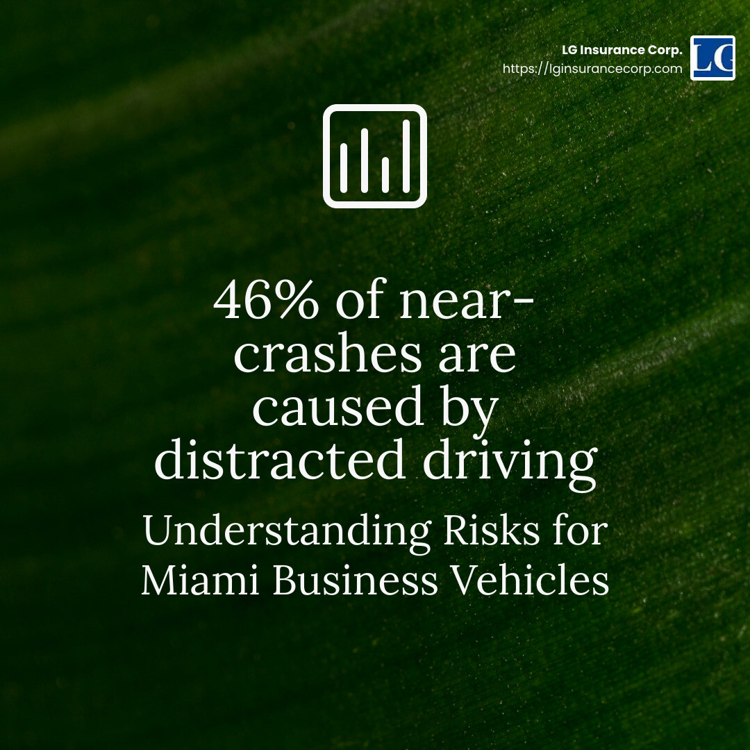 46% of near-crashes caused by distracted driving - miami commercial auto insurance infographic simple-stat-green| commercial auto insurance miami fl