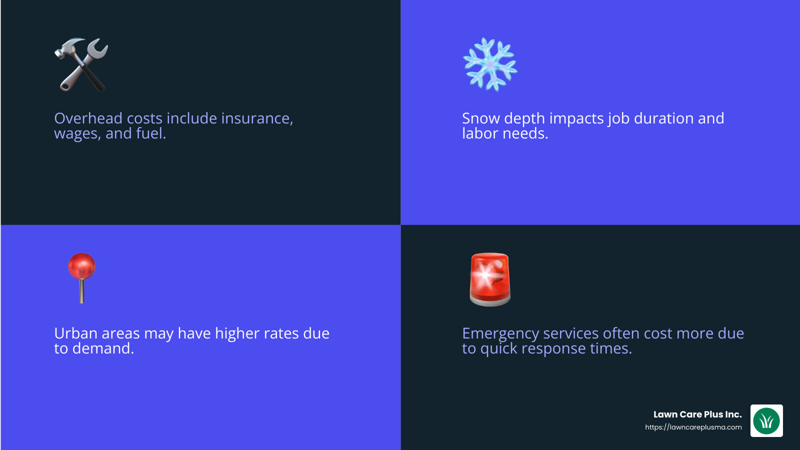 Factors Influencing Snow Removal Costs - how much does commercial snow removal cost infographic 4_facts_emoji_blue