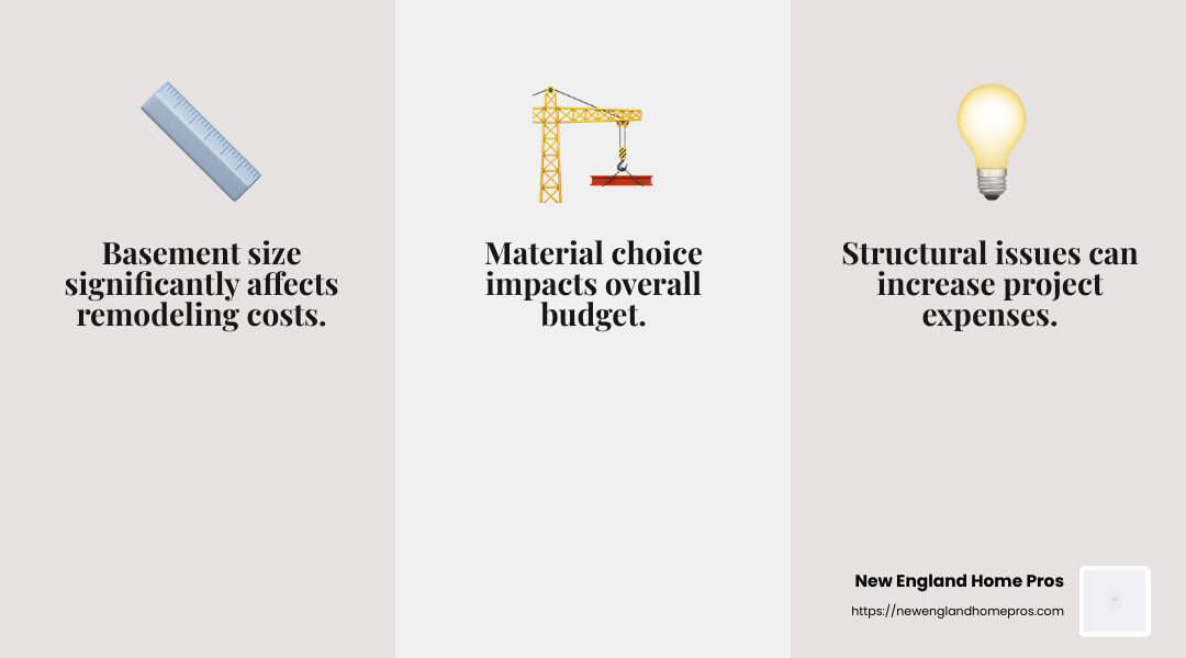 Factors affecting basement remodeling costs - basement finishing and remodeling infographic 3_facts_emoji_grey