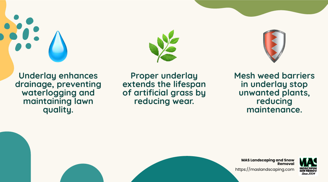 Benefits of Underlay for Artificial Grass - underlay for artificial grass on soil infographic 3_facts_emoji_nature