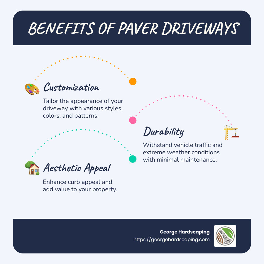 Benefits of paver driveways including durability and customization - can you make a driveway out of pavers infographic infographic-line-3-steps-blues-accent_colors