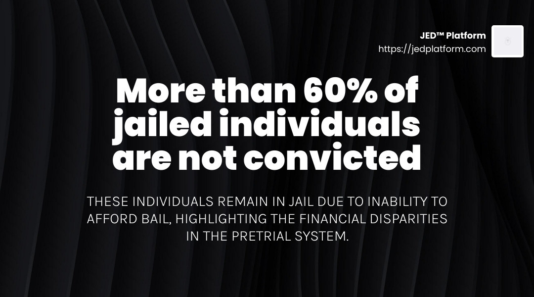 Unlocking Justice: Alternatives to Pretrial Detention Explained 3 More than 60% of jailed individuals are not convicted - alternatives to pretrial detention infographic simple-stat-landscape-dark