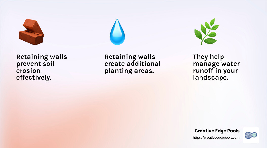 Retaining wall benefits - hardscape installation services infographic 3_facts_emoji_light-gradient