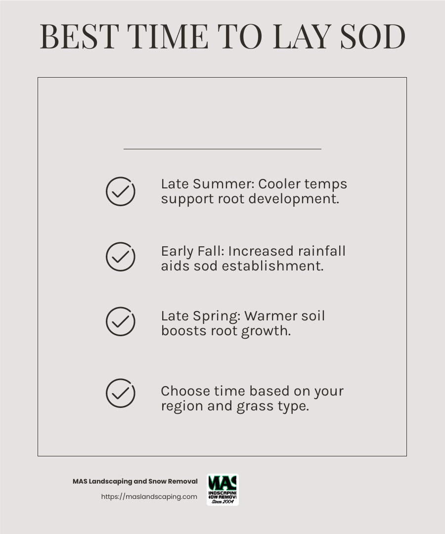 Late Summer to Early Fall is the Best Time to Lay Sod - how to install sod infographic checklist-light-beige