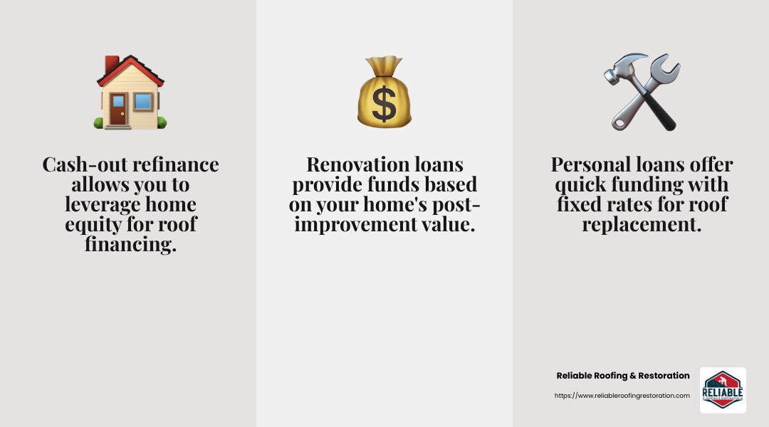 FHA 203(k) and HomeStyle Renovation Loans Offer Unique Benefits for Home Improvements - roof replacement financing options infographic 3_facts_emoji_grey