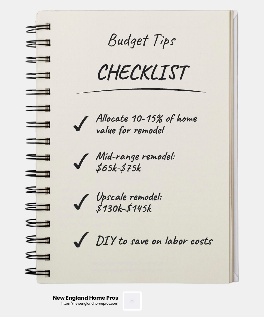Expert advice on budget-friendly kitchen remodels - home kitchen remodel infographic checklist-notebook