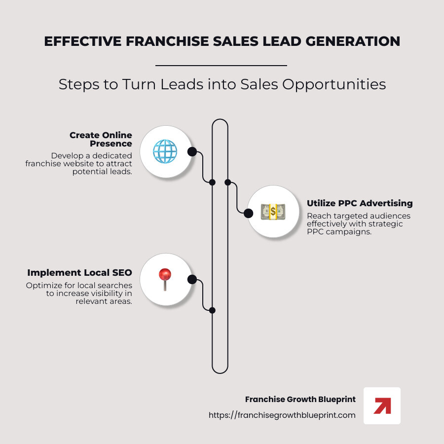 Steps for Effective Franchise Sales Lead Generation - Franchise sales lead generation infographic infographic-line-3-steps-neat_beige