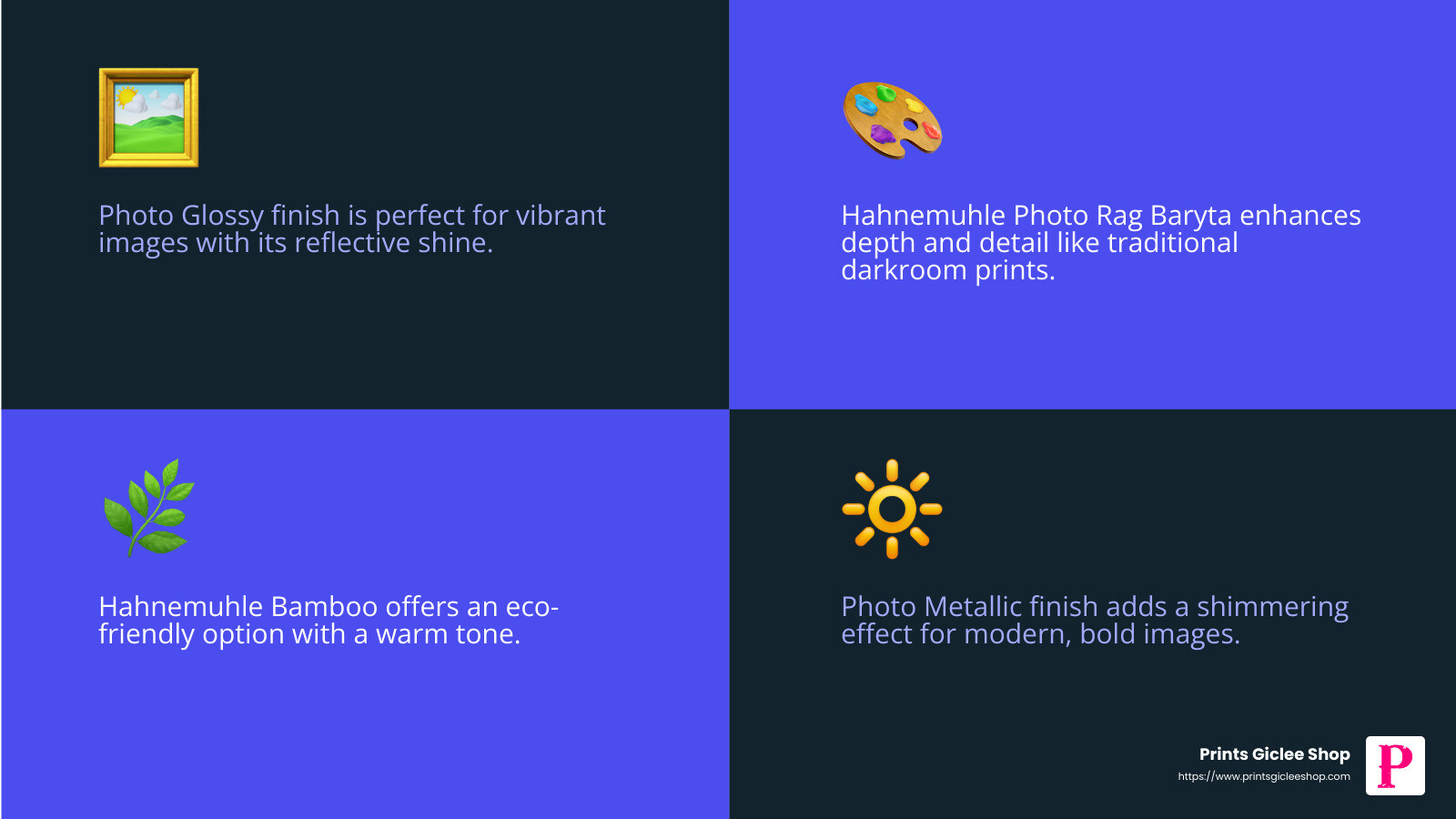 selection of fine art printing papers - fine art aluminum prints infographic 4_facts_emoji_blue selection of fine art printing papers - fine art aluminum prints infographic 4_facts_emoji_blue