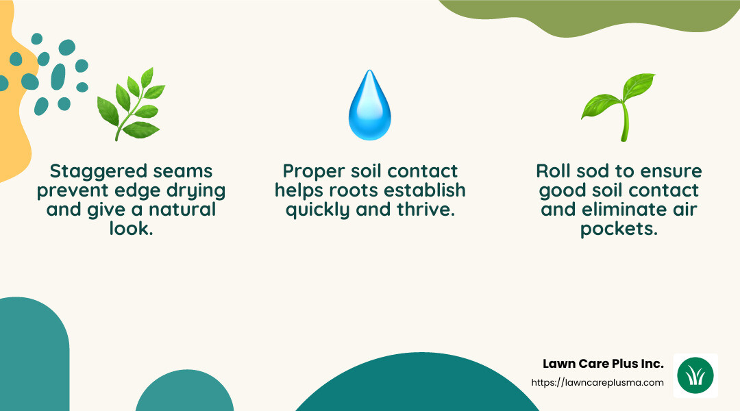 Good contact ensures roots establish quickly. - how to prepare ground for sod infographic 3_facts_emoji_nature