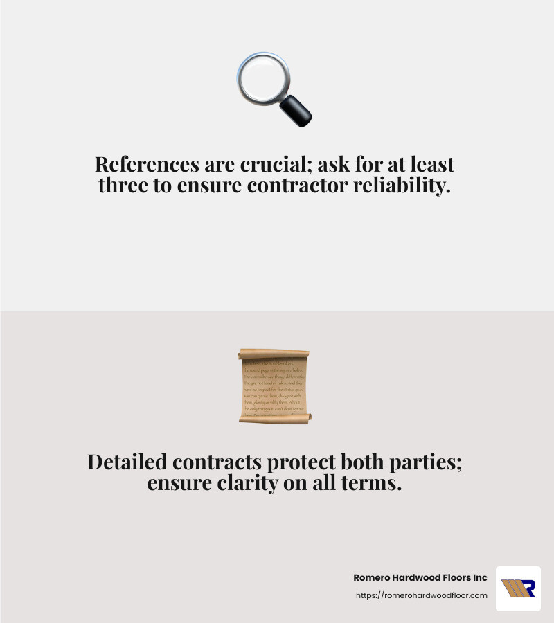 Satisfied customers often highlight a contractor's reliability and craftsmanship. - How to find a flooring contractor infographic 2_facts_emoji_grey