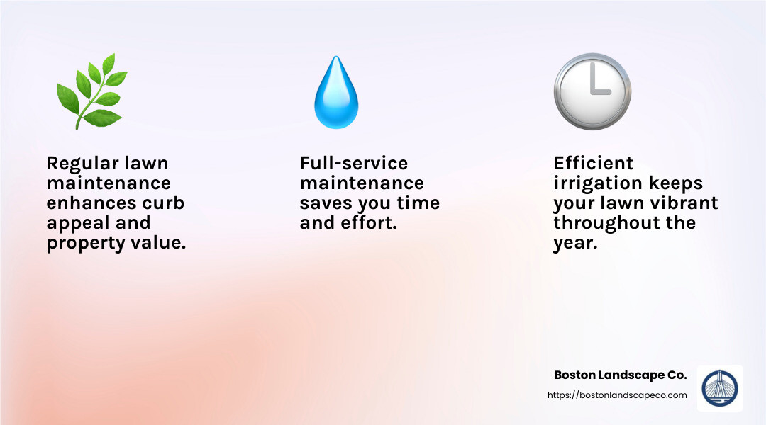 Expert lawn maintenance ensures a lush, healthy lawn year-round. - full service lawn maintenance infographic 3_facts_emoji_light-gradient