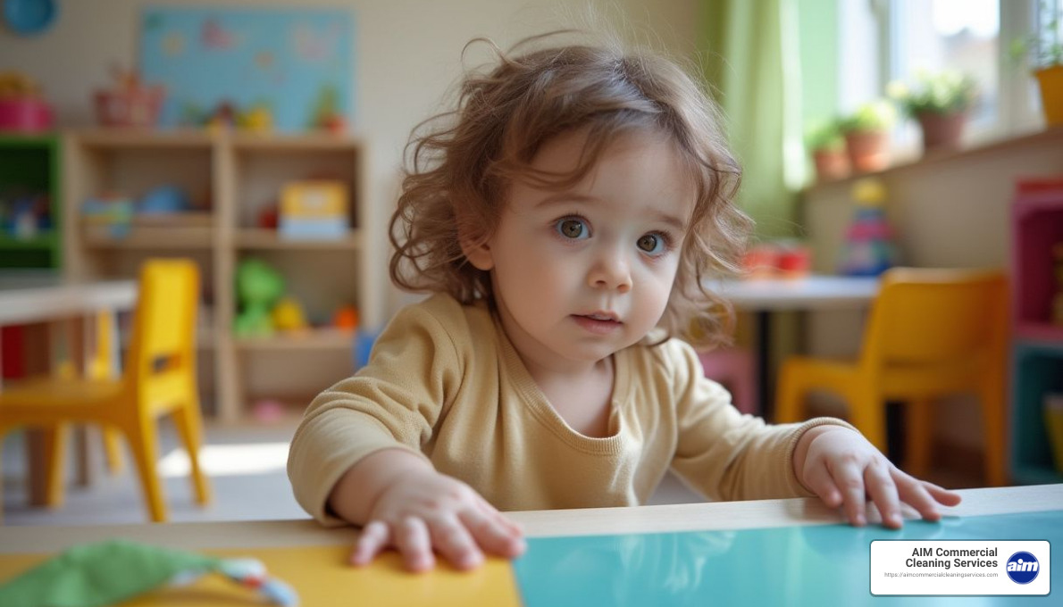 Child touching surfaces - daycare cleaning checklist