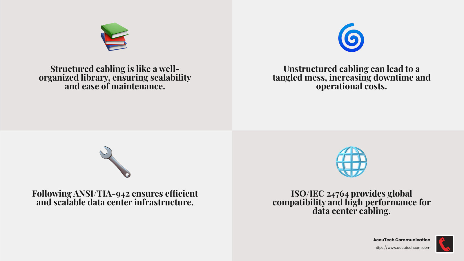 Data center cabling standards infographic - datacenter cable management infographic 4_facts_emoji_grey
