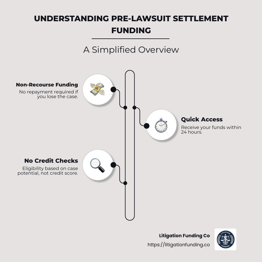 pre-lawsuit settlement funding process infographic - pre lawsuit settlement funding infographic infographic-line-3-steps-neat_beige