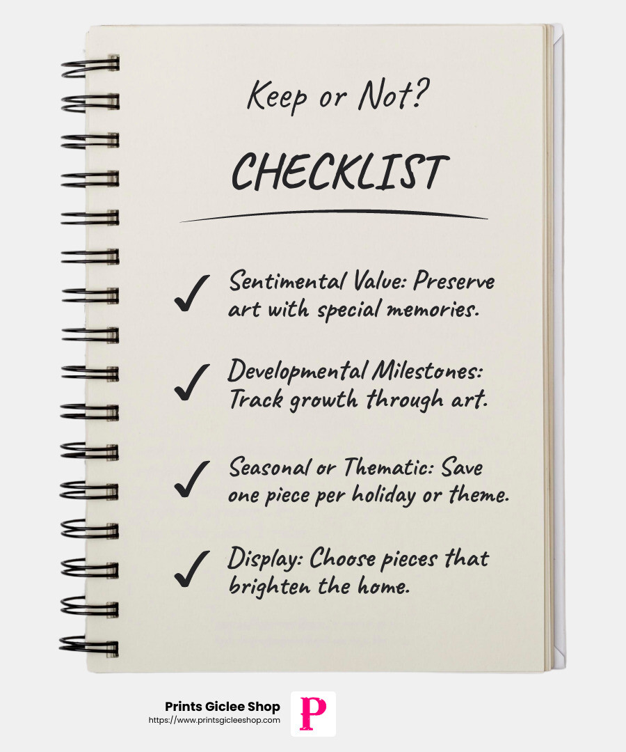 Tips for Choosing Artwork to Keep - Preserve children's artwork infographic checklist-notebook Tips for Choosing Artwork to Keep - Preserve children's artwork infographic checklist-notebook