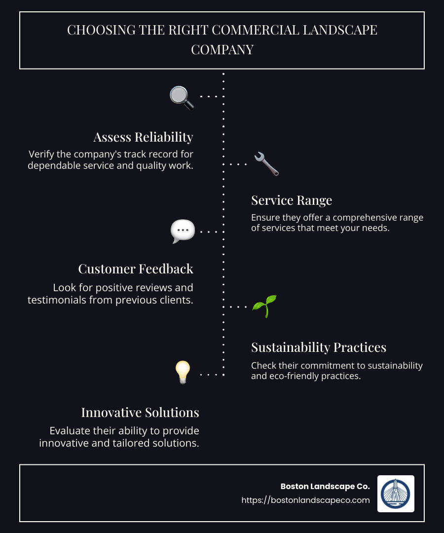Checklist for Choosing a Commercial Landscape Company - commercial landscape companies infographic infographic-line-5-steps-dark