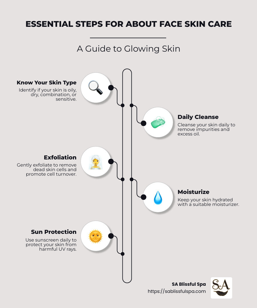 Infographic on skincare routine basics - about face skin care infographic infographic-line-5-steps-neat_beige