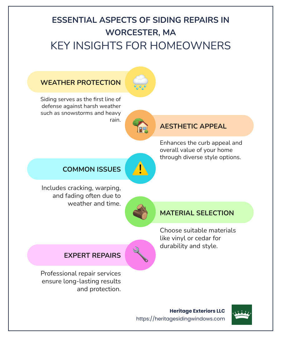 Expert Tips for Siding Repairs in Worcester, MA 1 benefits of siding repairs infographic - siding repairs worcester ma infographic infographic-line-5-steps-colors