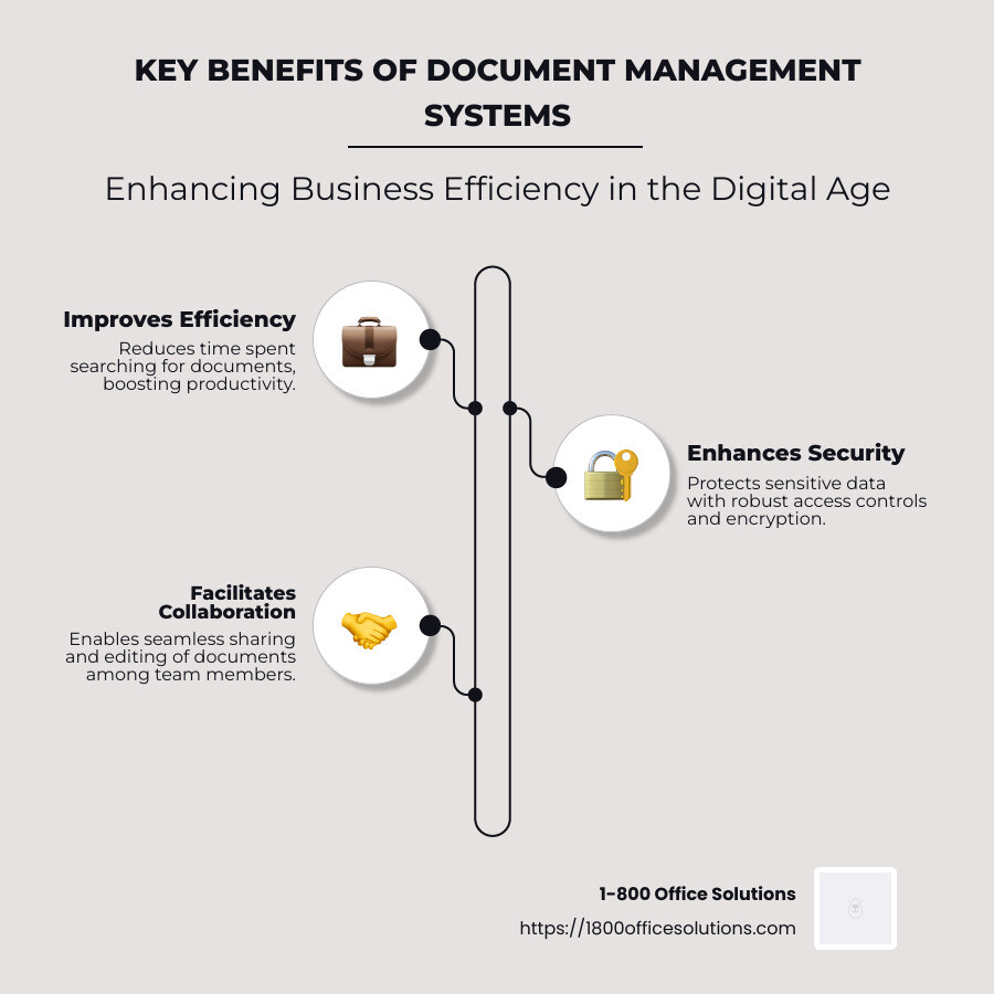 Detailed infographic on the benefits and features of document management systems - dms infographic infographic-line-3-steps-neat_beige