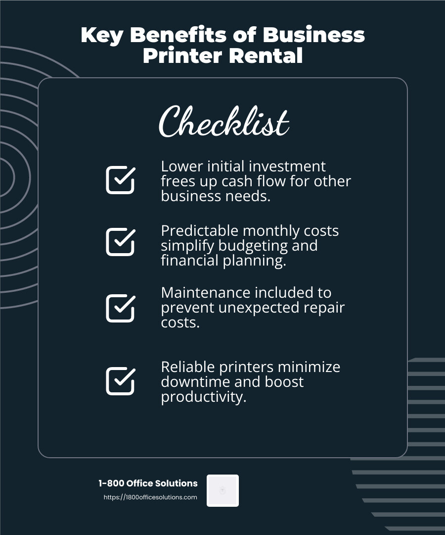 Maintenance Included in Printer Rentals - business printer rental infographic checklist-dark-blue Maintenance Included in Printer Rentals - business printer rental infographic checklist-dark-blue