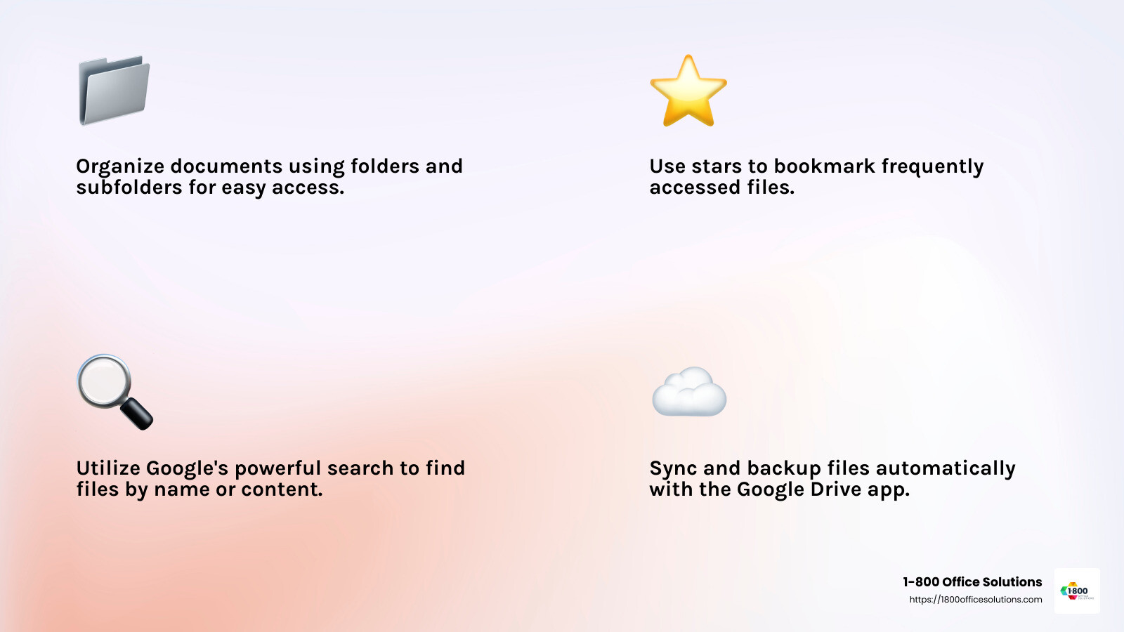 Organized Google Drive setup can significantly improve productivity. - document management system google drive infographic 4_facts_emoji_light-gradient Organized Google Drive setup can significantly improve productivity. - document management system google drive infographic 4_facts_emoji_light-gradient