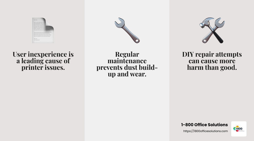 Proper maintenance is the key to longevity. - computer printer repair service infographic 3_facts_emoji_grey