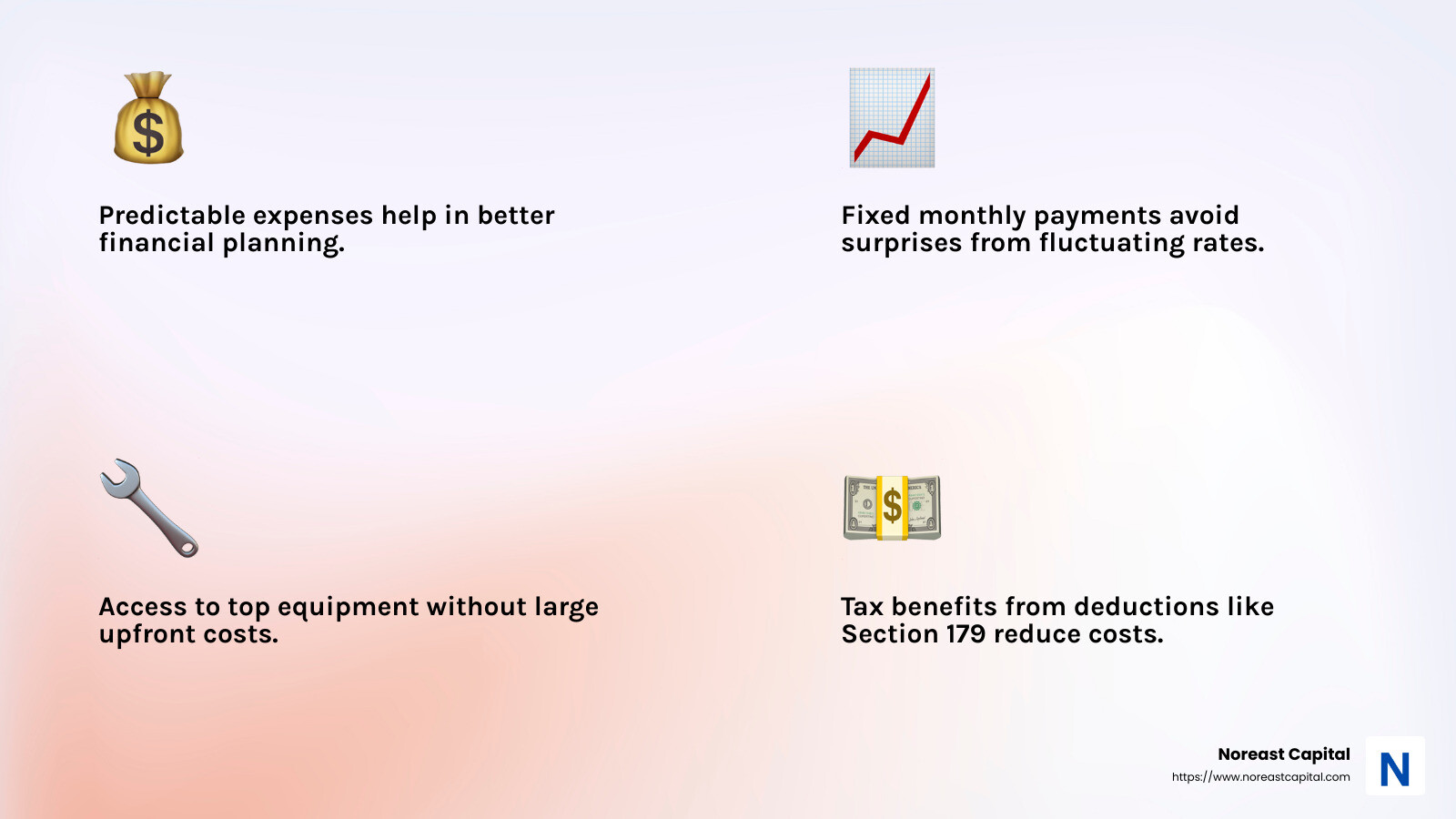382e465fb2210d3a948b6169c71a799e5370acb1 Lease or Buy? Navigating Commercial Kitchen Equipment Financing Discover commercial kitchen equipment financing options. Learn to lease or buy efficiently for cash flow and top-quality equipment. Equipment Financing Benefits - commercial kitchen equipment financing infographic 4_facts_emoji_light-gradient