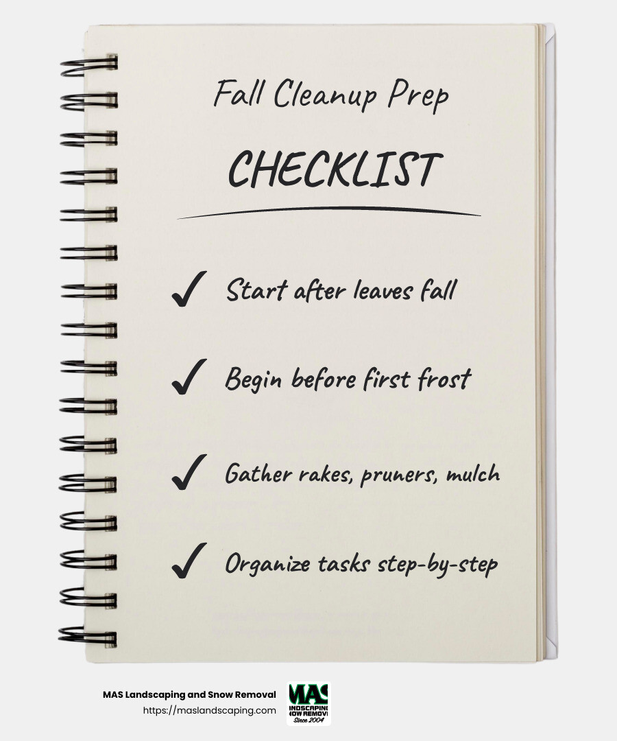 First frost marks the start of fall cleanup - fall clean up landscaping infographic checklist-notebook