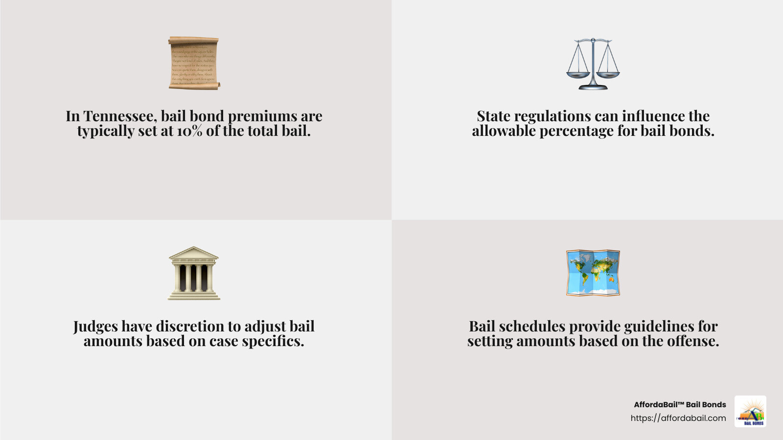 Bail bond premiums by state infographic - how much does a bail cost infographic 4_facts_emoji_grey