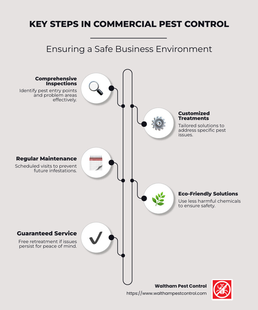 Commercial Pest Control Overview - Commercial pest control Chelmsford infographic infographic-line-5-steps-neat_beige