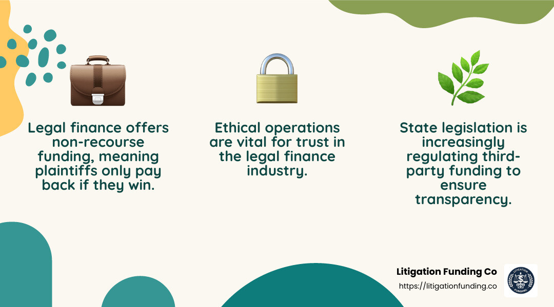 Transparency and Ethical Operations in Legal Finance - Legal finance industry infographic 3_facts_emoji_nature