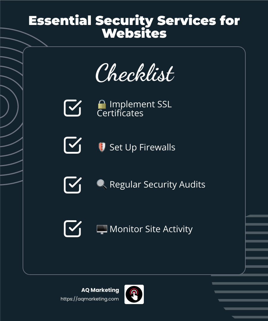 SSL certificates help secure data and build trust with users. - website design near me infographic checklist-dark-blue