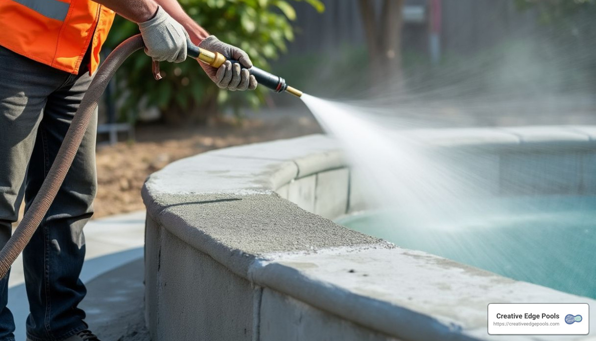 Gunite spraying process - gunite swimming pool construction