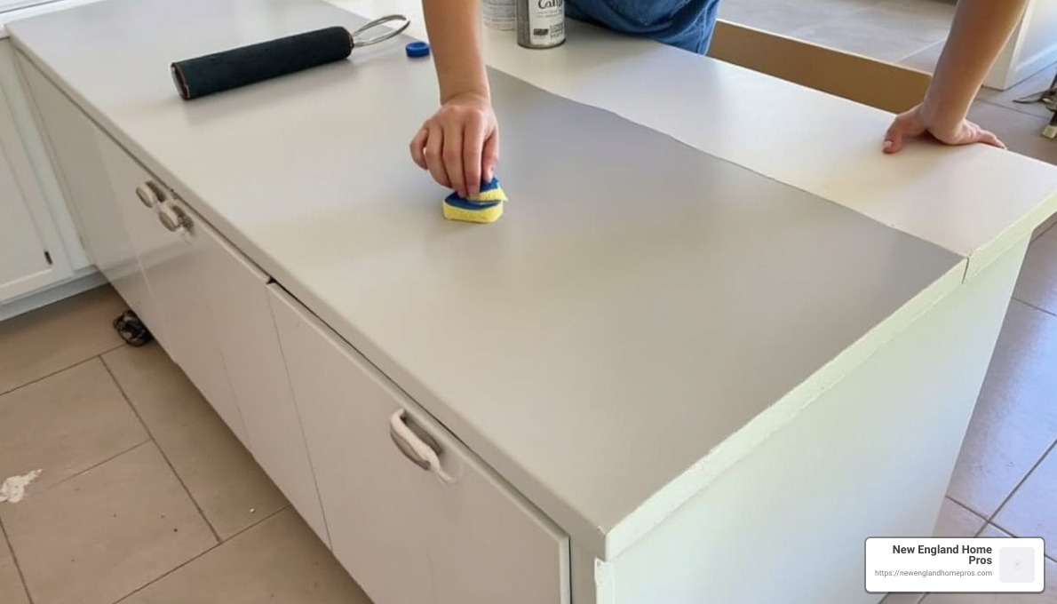 DIY countertop painting process - updating kitchen countertops