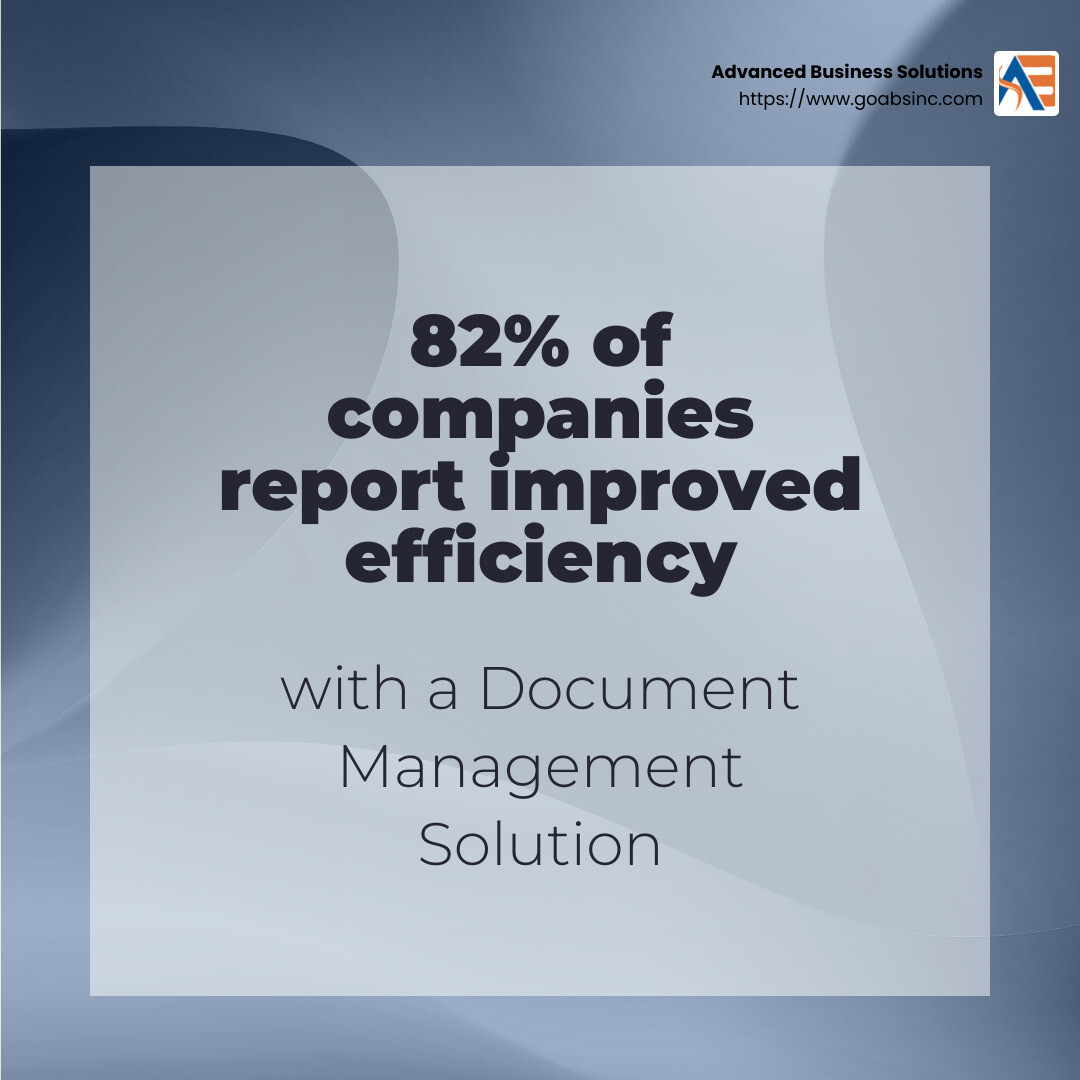 Stat: 82% of companies report improved efficiency with a DMS - document management solutions infographic simple-stat-abstract