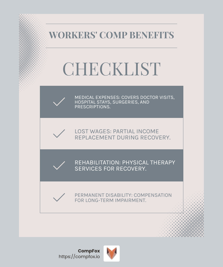 Understanding Workers' Compensation Benefits - workers compensation lawyers san diego infographic checklist-light-blue-grey