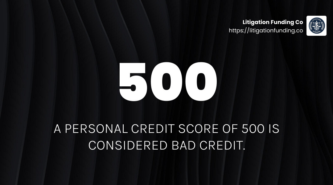 A personal credit score of 500 is considered bad credit. - business funding with no credit check infographic simple-stat-landscape-dark