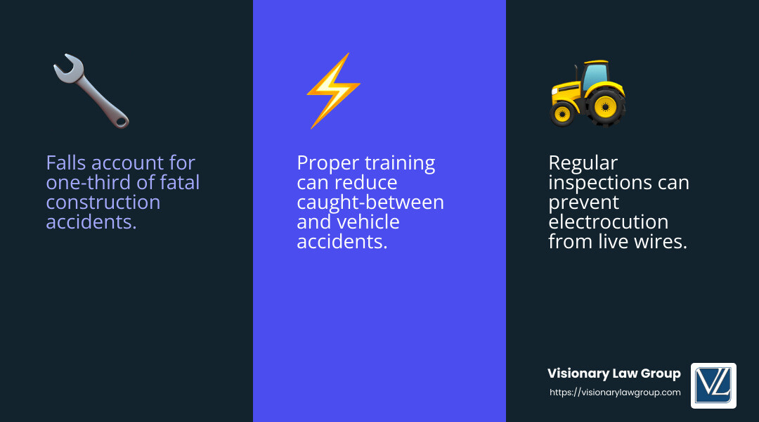 Common Causes of Construction Accidents - construction vehicle accident statistics infographic 3_facts_emoji_blue