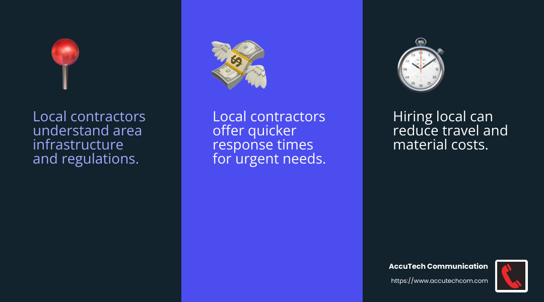 Local Expertise and Cost Efficiency - fiber contractors near me infographic 3_facts_emoji_blue
