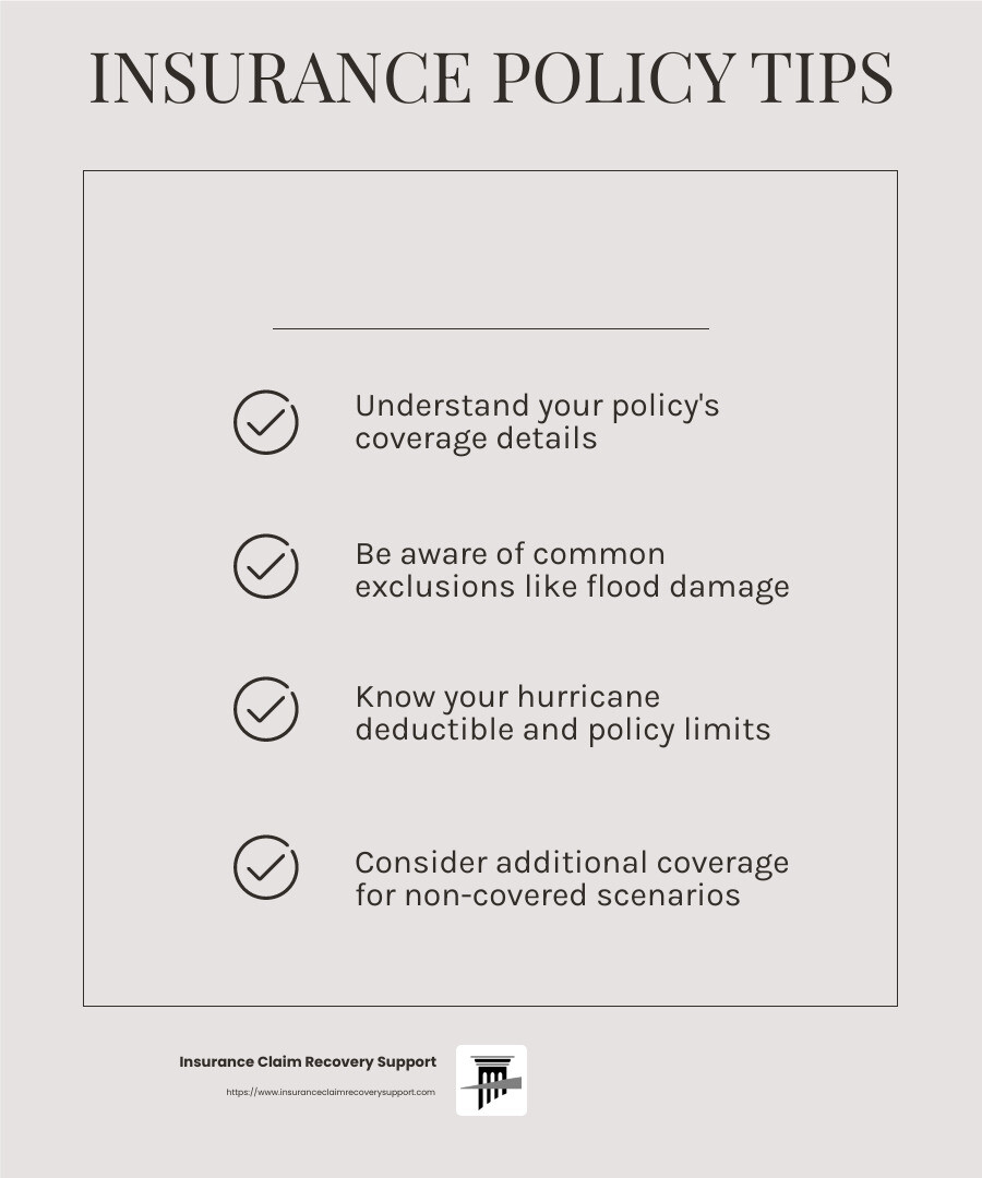 Policy Limits Explained - hurricane damage claims infographic checklist-light-beige