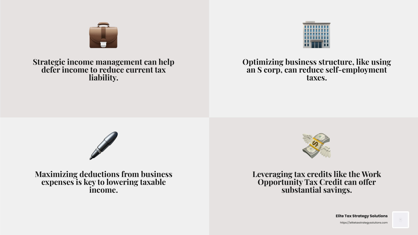 Leverage Tax Credits - tax planning for businesses infographic 4_facts_emoji_grey