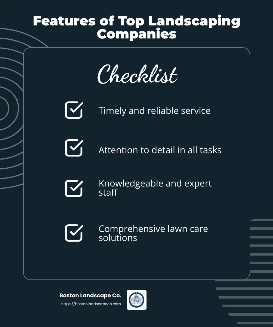 Customer satisfaction is key to choosing the right landscaper. - commercial landscaping natick infographic checklist-dark-blue